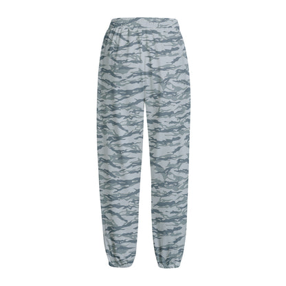 Winter Tiger Stripe Camo Pattern Print Fleece Lined Knit Pants