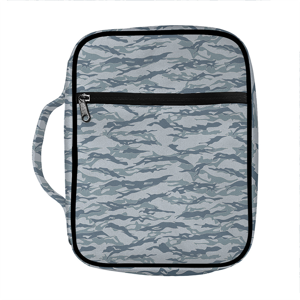 Winter Tiger Stripe Camo Pattern Print Front Pocket Bible Bag