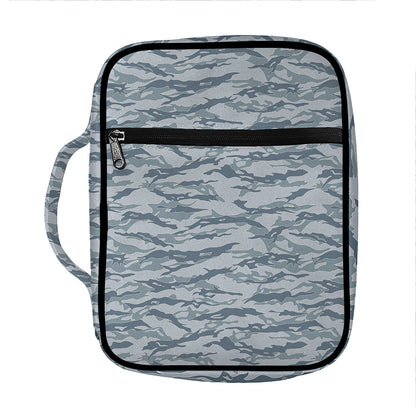 Winter Tiger Stripe Camo Pattern Print Front Pocket Bible Bag