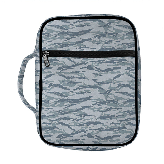Winter Tiger Stripe Camo Pattern Print Front Pocket Bible Bag