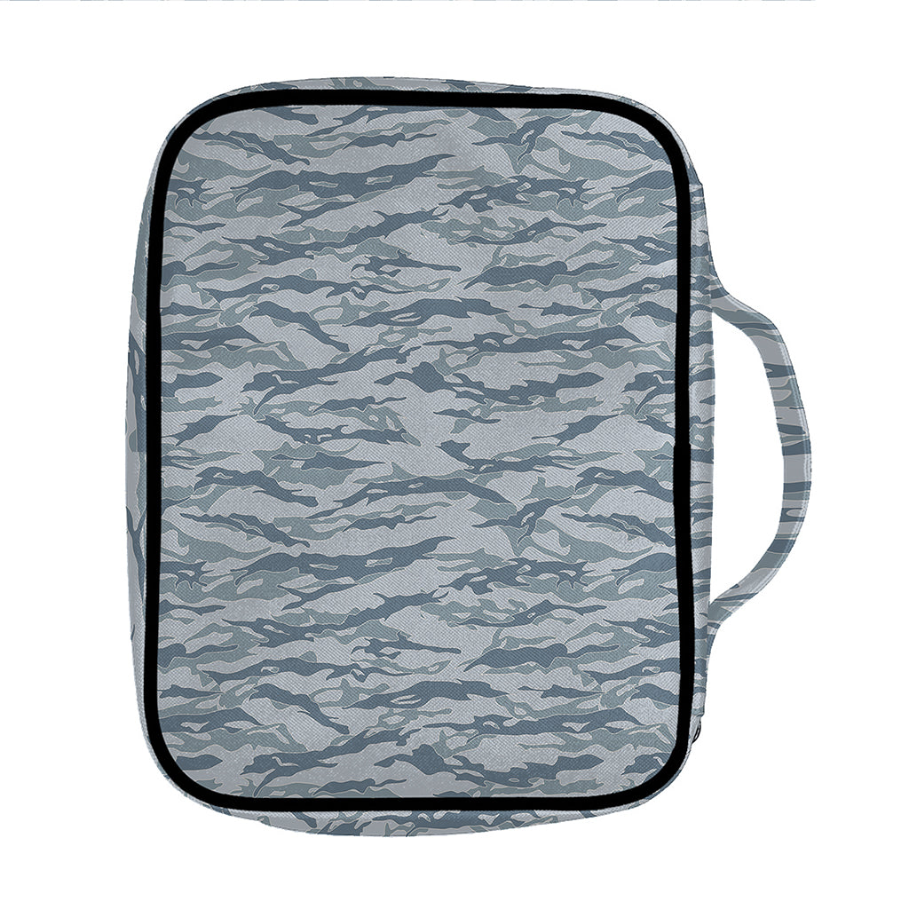 Winter Tiger Stripe Camo Pattern Print Front Pocket Bible Bag