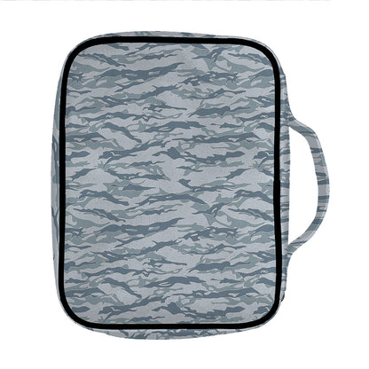 Winter Tiger Stripe Camo Pattern Print Front Pocket Bible Bag