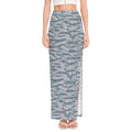 Winter Tiger Stripe Camo Pattern Print High Slit Maxi Skirt