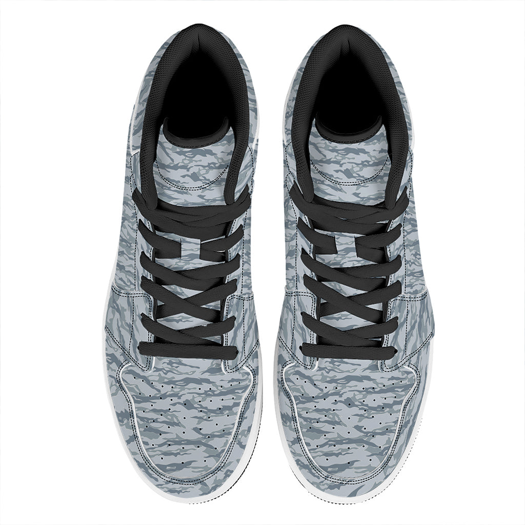 Winter Tiger Stripe Camo Pattern Print High Top Leather Sneakers