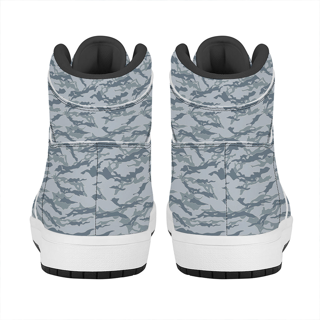 Winter Tiger Stripe Camo Pattern Print High Top Leather Sneakers