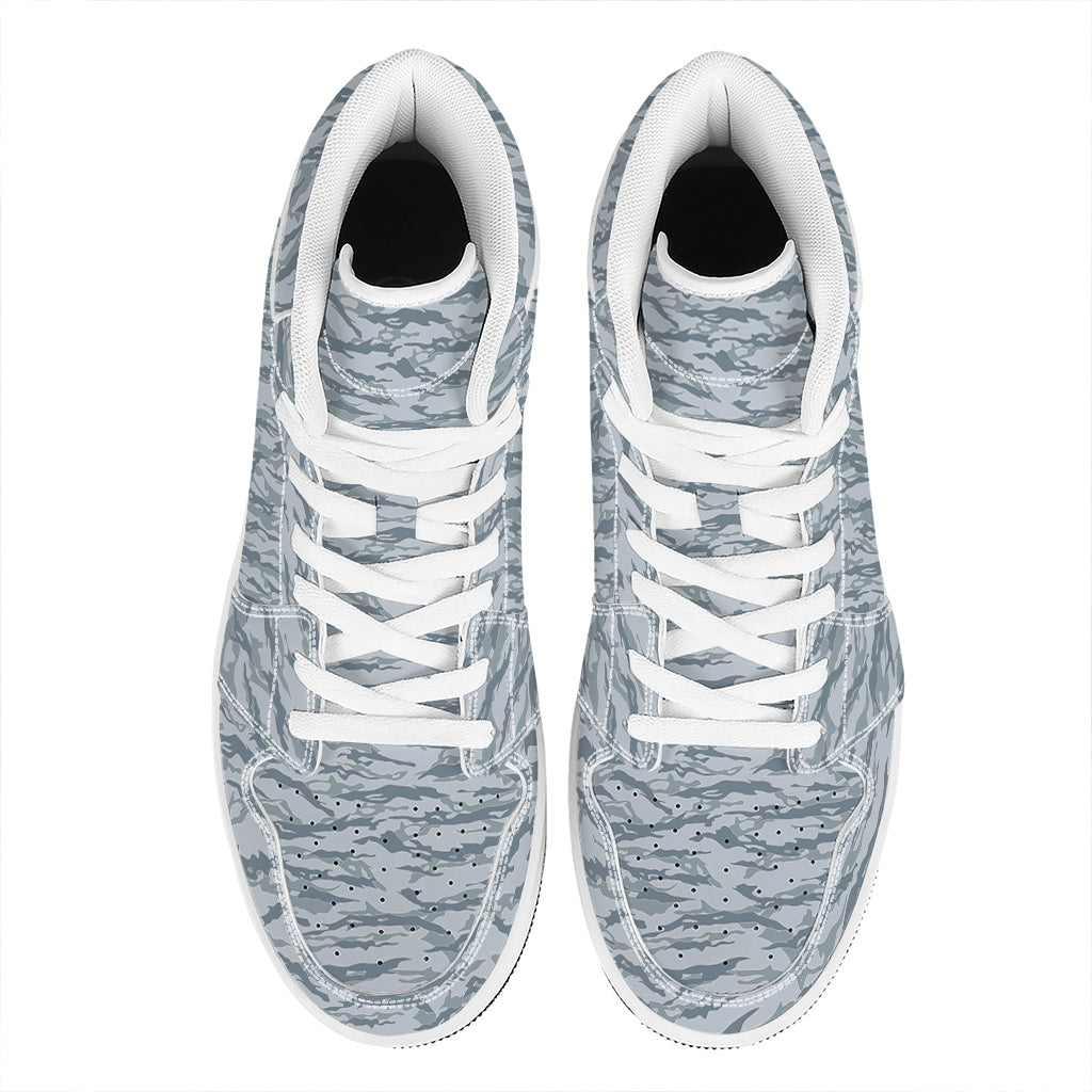 Winter Tiger Stripe Camo Pattern Print High Top Leather Sneakers