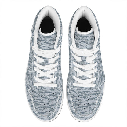Winter Tiger Stripe Camo Pattern Print High Top Leather Sneakers