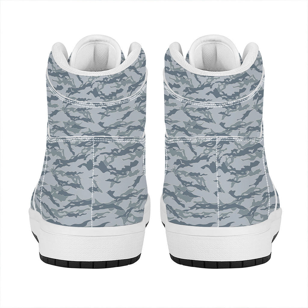 Winter Tiger Stripe Camo Pattern Print High Top Leather Sneakers