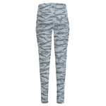 Winter Tiger Stripe Camo Pattern Print High-Waisted Pocket Leggings