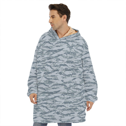 Winter Tiger Stripe Camo Pattern Print Hoodie Blanket