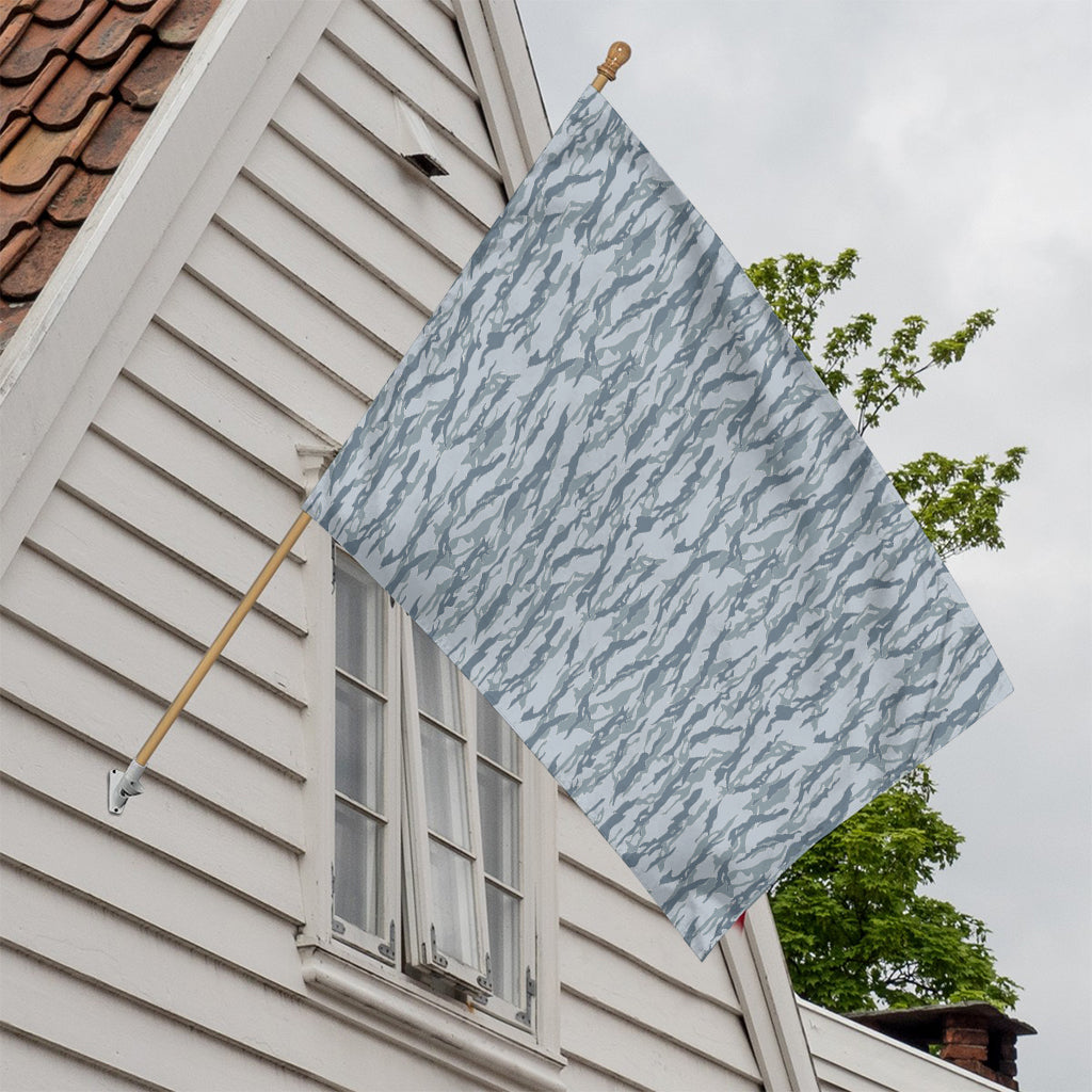 Winter Tiger Stripe Camo Pattern Print House Flag