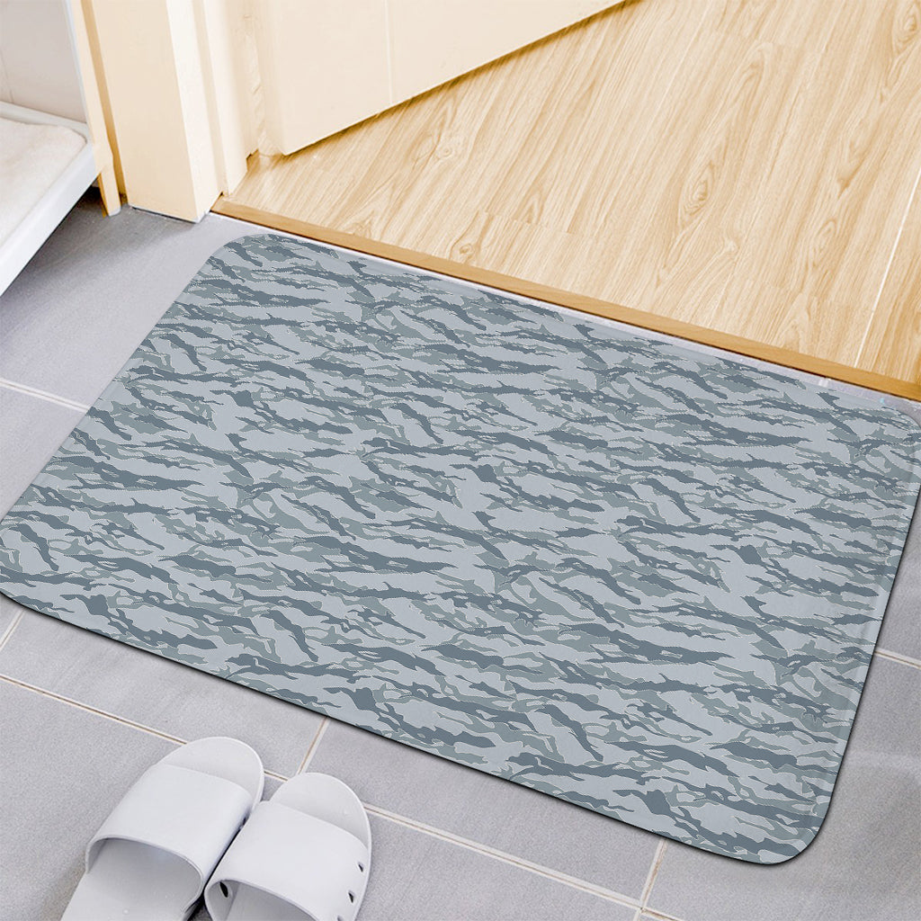 Winter Tiger Stripe Camo Pattern Print Indoor Door Mat