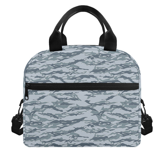 Winter Tiger Stripe Camo Pattern Print Insulated Lunch Bag