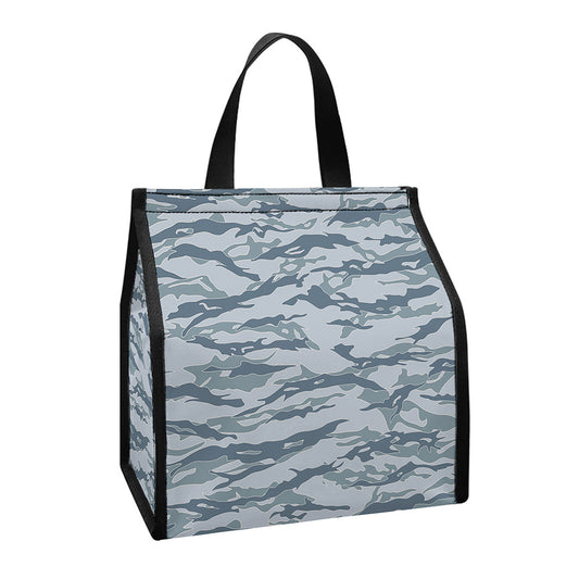 Winter Tiger Stripe Camo Pattern Print Insulated Lunch Tote