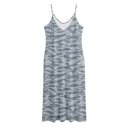 Winter Tiger Stripe Camo Pattern Print Jersey Midi Cami Dress