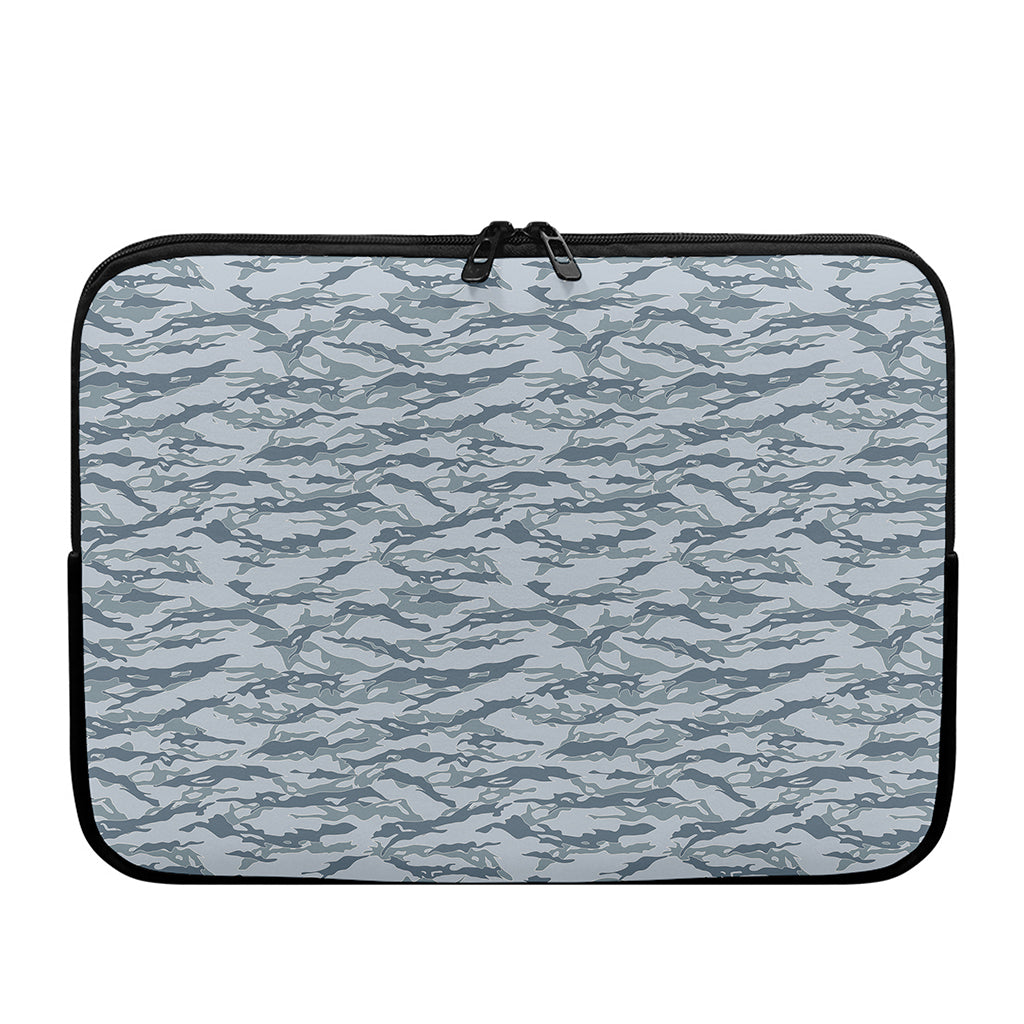 Winter Tiger Stripe Camo Pattern Print Laptop Sleeve