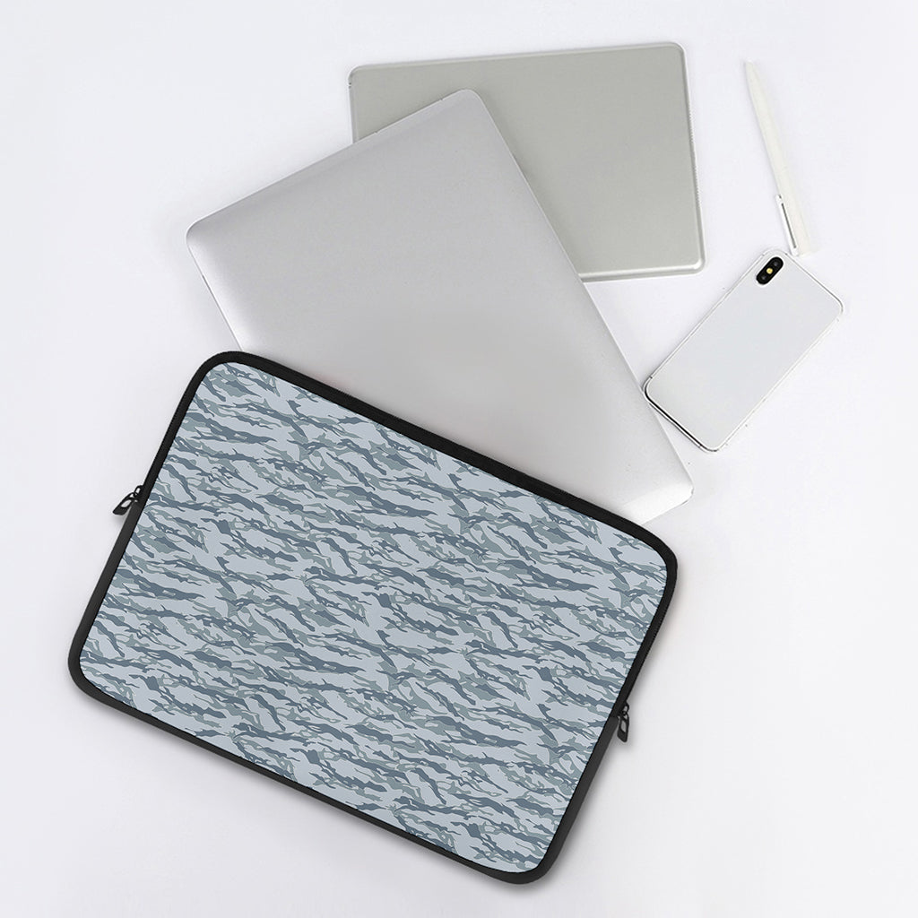 Winter Tiger Stripe Camo Pattern Print Laptop Sleeve