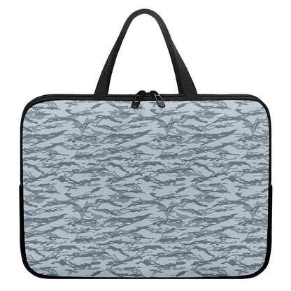 Winter Tiger Stripe Camo Pattern Print Laptop Sleeve With Handle