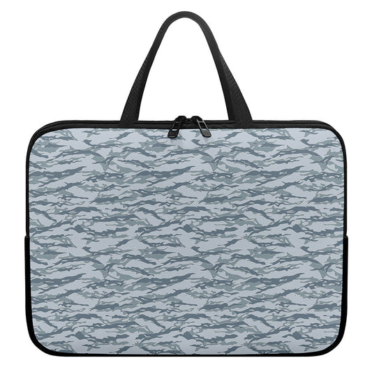 Winter Tiger Stripe Camo Pattern Print Laptop Sleeve With Handle