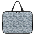 Winter Tiger Stripe Camo Pattern Print Laptop Sleeve With Handle