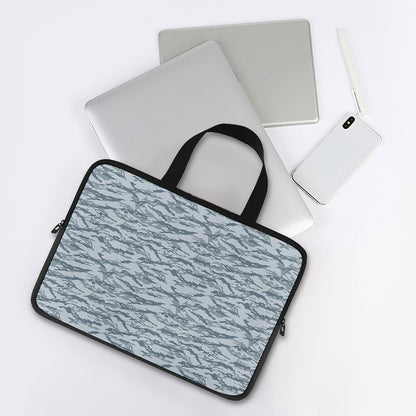 Winter Tiger Stripe Camo Pattern Print Laptop Sleeve With Handle