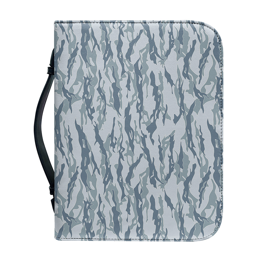 Winter Tiger Stripe Camo Pattern Print Leather Bible Cover