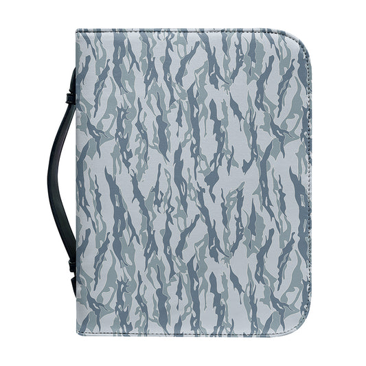 Winter Tiger Stripe Camo Pattern Print Leather Bible Cover