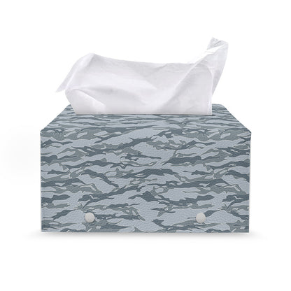 Winter Tiger Stripe Camo Pattern Print Leather Tissue Box Cover
