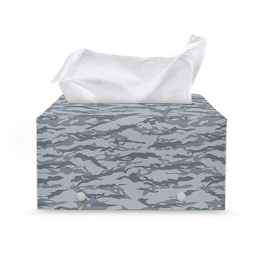 Winter Tiger Stripe Camo Pattern Print Leather Tissue Box Cover