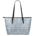 Winter Tiger Stripe Camo Pattern Print Leather Tote Bag With Zipper
