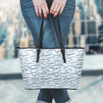 Winter Tiger Stripe Camo Pattern Print Leather Tote Bag