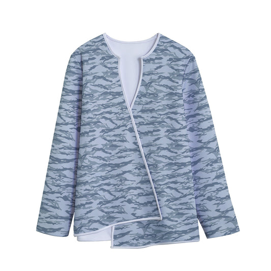 Winter Tiger Stripe Camo Pattern Print Long Sleeve Short Coat