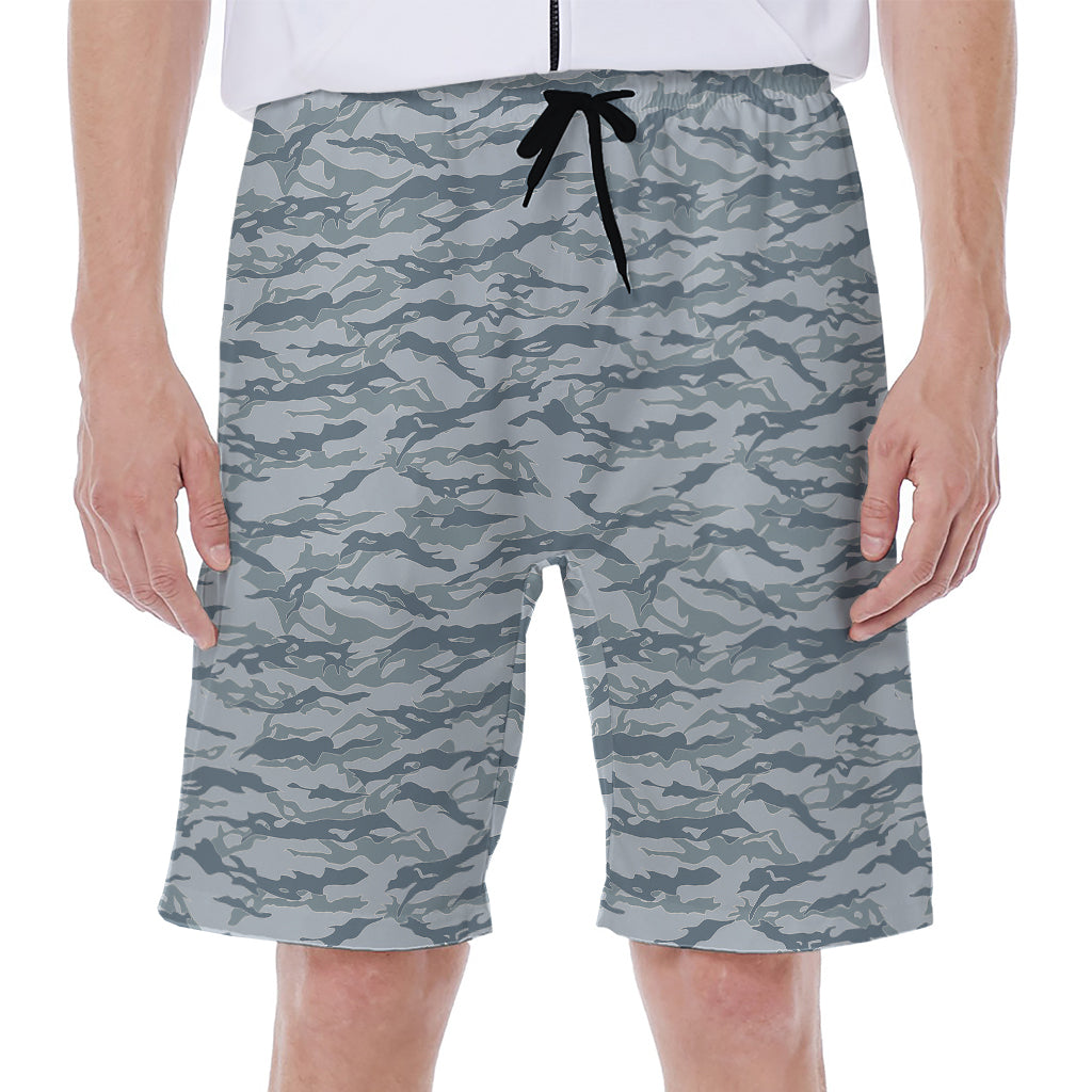 Winter Tiger Stripe Camo Pattern Print Men's Beach Shorts