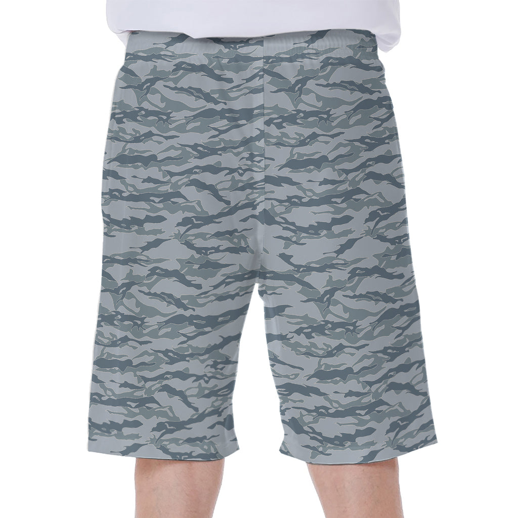 Winter Tiger Stripe Camo Pattern Print Men's Beach Shorts