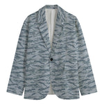 Winter Tiger Stripe Camo Pattern Print Men's Blazer