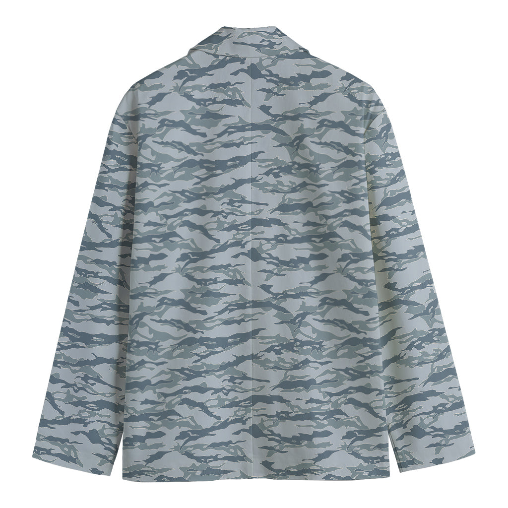 Winter Tiger Stripe Camo Pattern Print Men's Blazer