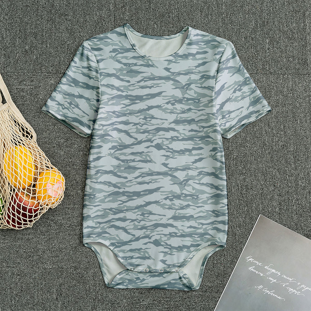 Winter Tiger Stripe Camo Pattern Print Men's Bodysuit
