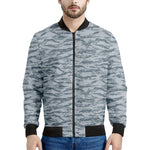 Winter Tiger Stripe Camo Pattern Print Men's Bomber Jacket