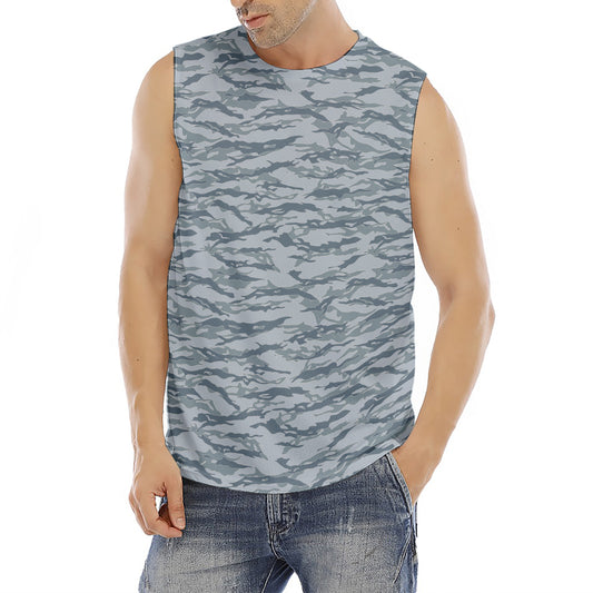 Winter Tiger Stripe Camo Pattern Print Men's Fitness Tank Top