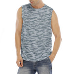 Winter Tiger Stripe Camo Pattern Print Men's Fitness Tank Top