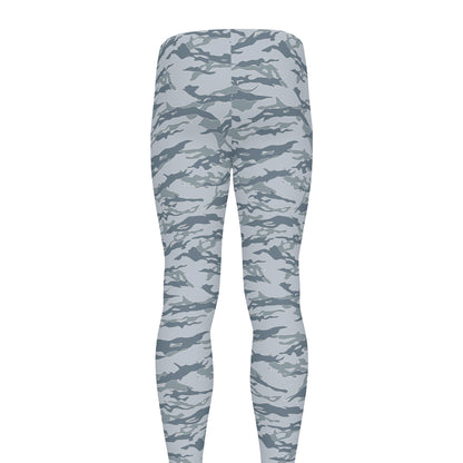 Winter Tiger Stripe Camo Pattern Print Men's leggings