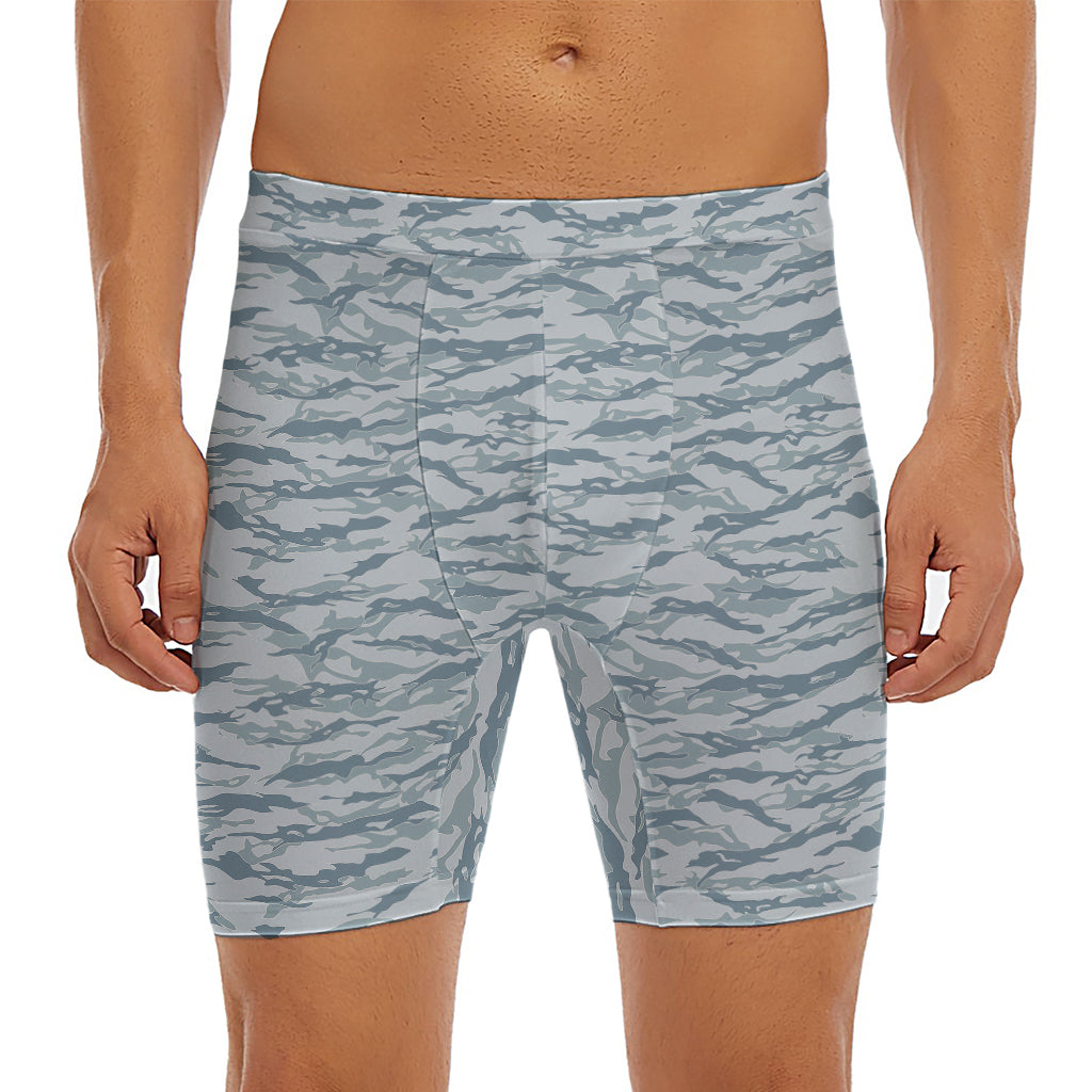 Winter Tiger Stripe Camo Pattern Print Men's Long Boxer Briefs