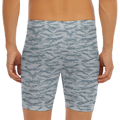 Winter Tiger Stripe Camo Pattern Print Men's Long Boxer Briefs