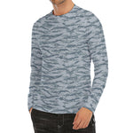 Winter Tiger Stripe Camo Pattern Print Men's Long Sleeve Rash Guard