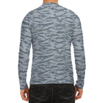 Winter Tiger Stripe Camo Pattern Print Men's Long Sleeve Rash Guard