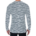 Winter Tiger Stripe Camo Pattern Print Men's Long Sleeve T-Shirt