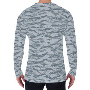 Winter Tiger Stripe Camo Pattern Print Men's Long Sleeve T-Shirt