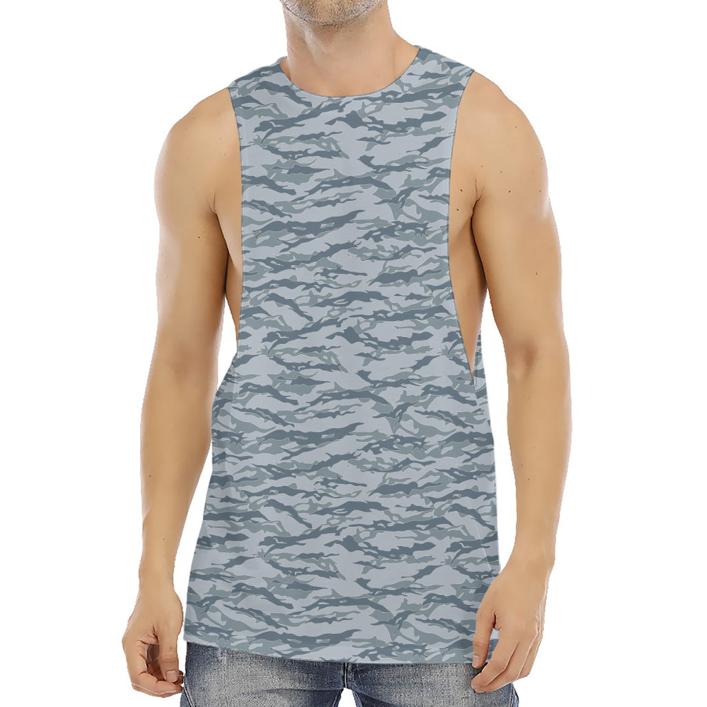 Winter Tiger Stripe Camo Pattern Print Men's Muscle Tank Top