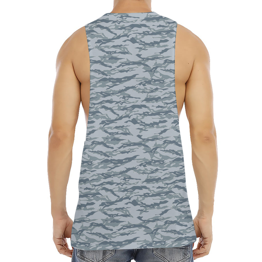 Winter Tiger Stripe Camo Pattern Print Men's Muscle Tank Top