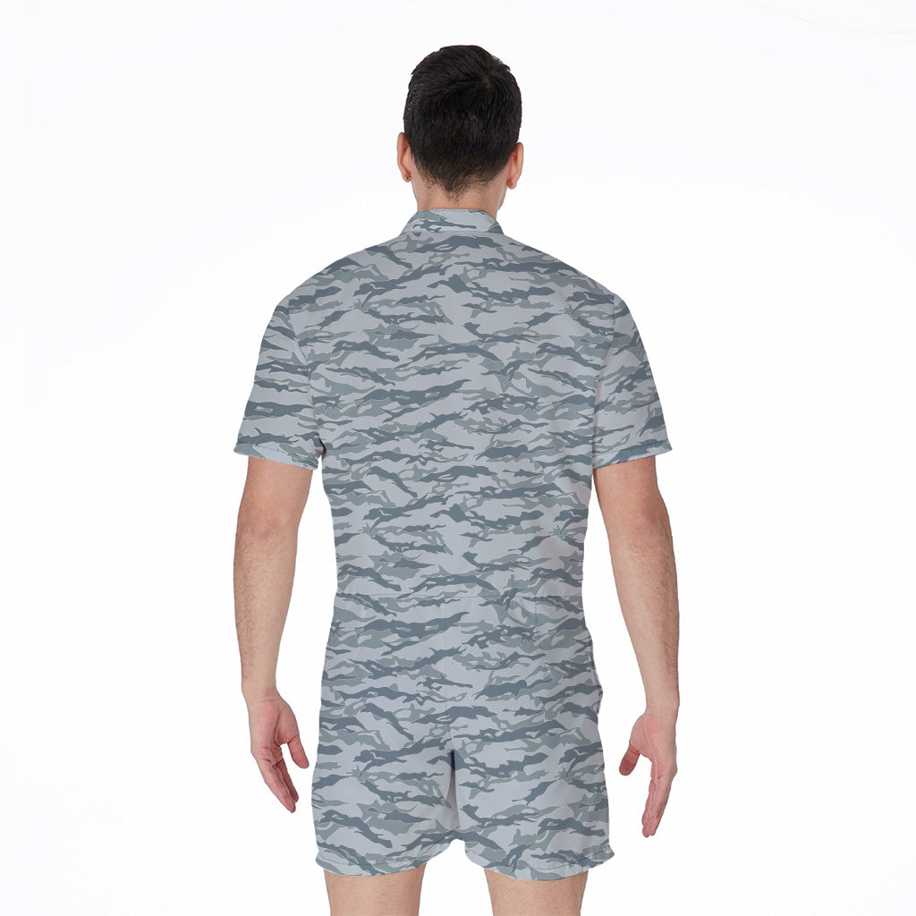 Winter Tiger Stripe Camo Pattern Print Men's Rompers